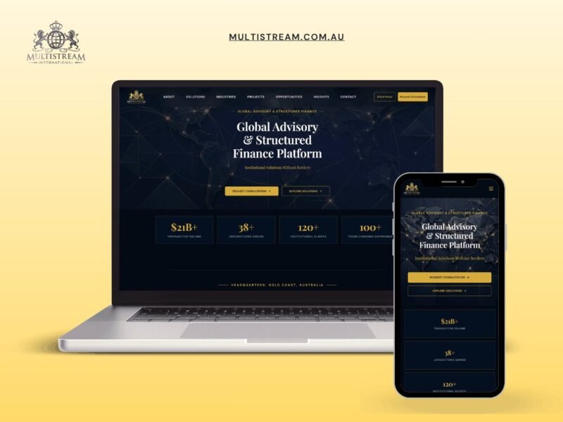Multistream International site for a structured finance advisory based on the Gold Coast