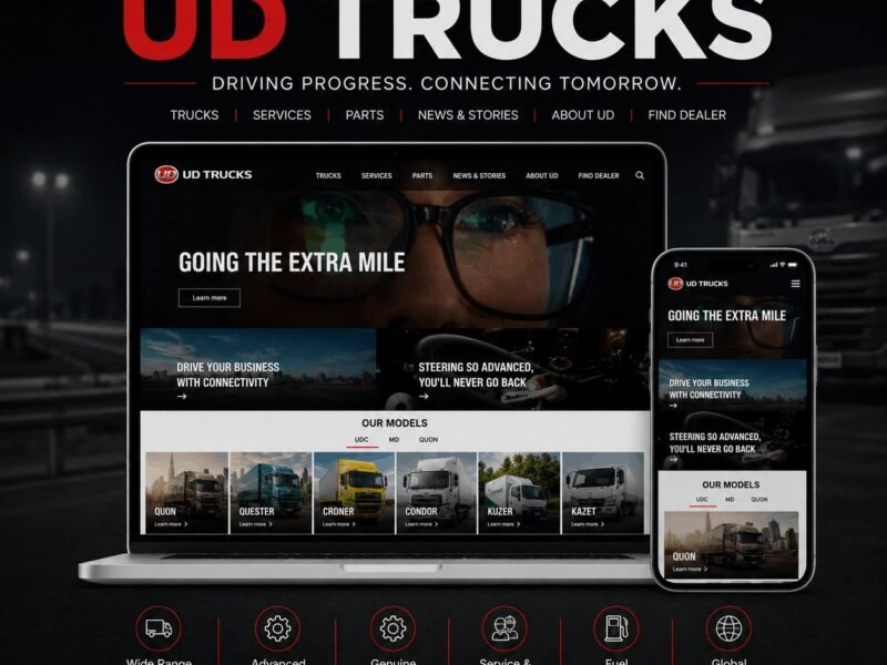 UD Trucks site showing the commercial vehicle range and dealer finder