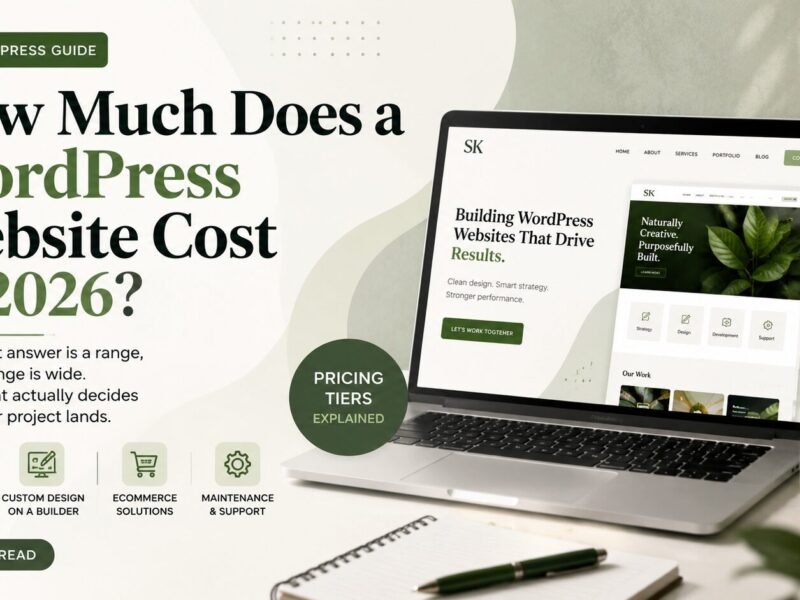 WordPress website cost in 2026 pricing guide showing website development tiers